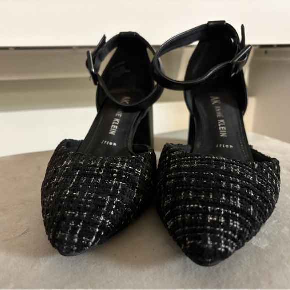 Anne Klein Women's Black Tweed Ankle Strap Heels - Picture 2 of 6